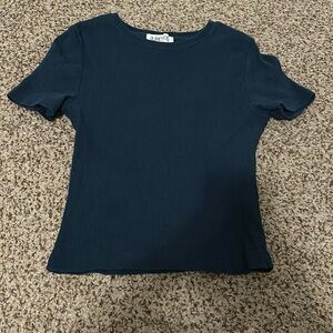 Blue ribbed crop top